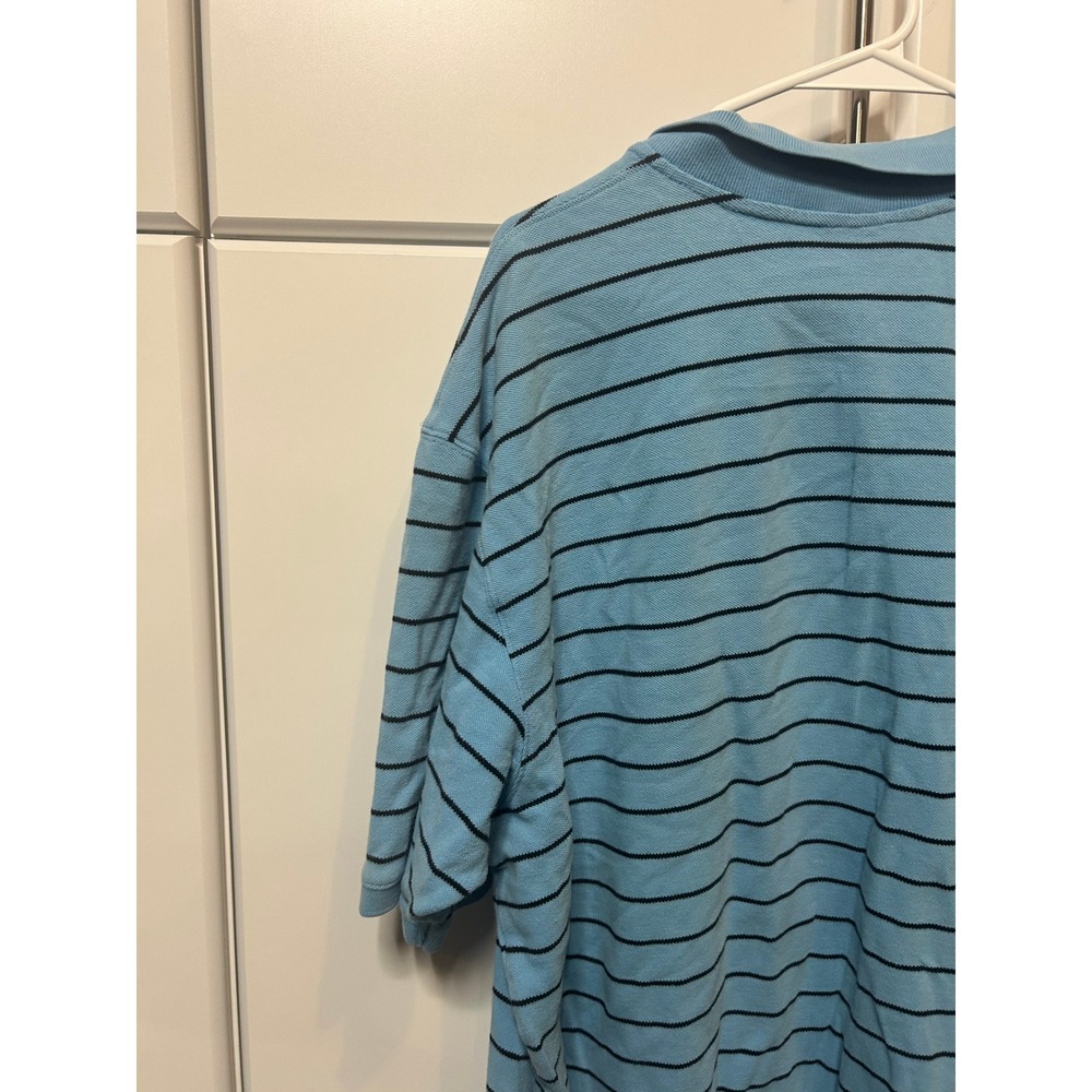 Eddie Bauer Mens XXL Blue Striped Short Sleeve Cotton Pique Polo Shirt‎ - Picture 11 of 16